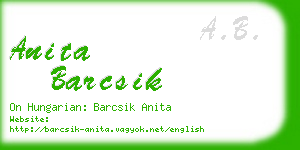 anita barcsik business card